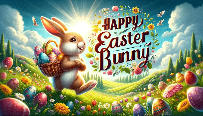 Cute Happy Easter Bunny Wishes with Images 2024